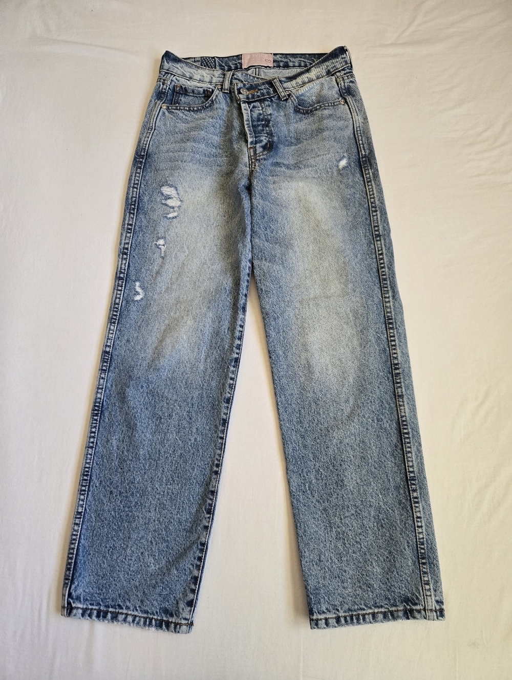 Revice Crossover 90s Jeans Straight Wide Leg High Rise Vintage Aestetic Blue 27